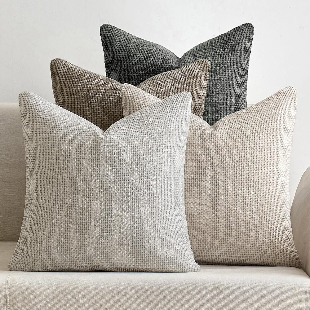 2857 Pack of 4 Couch Throw Pillow Covers 18x18 Inch Neutral Soft Decorative